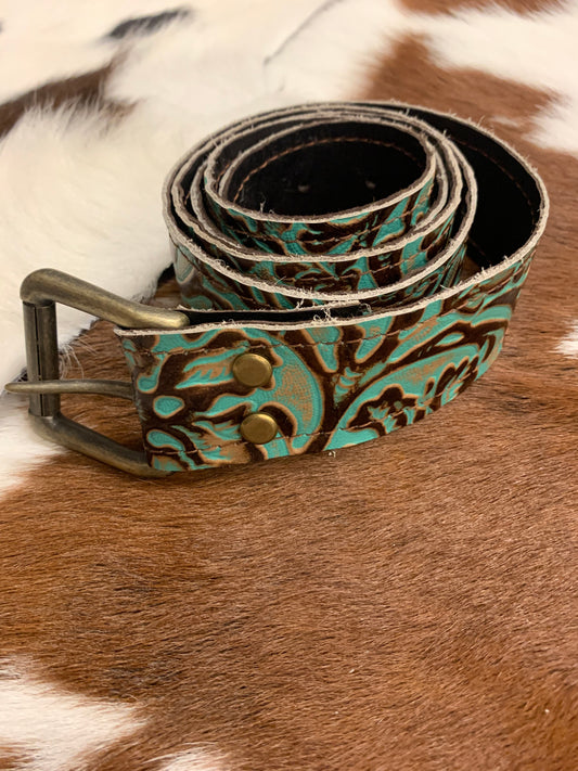 Turquoise Genuine Leather Belt