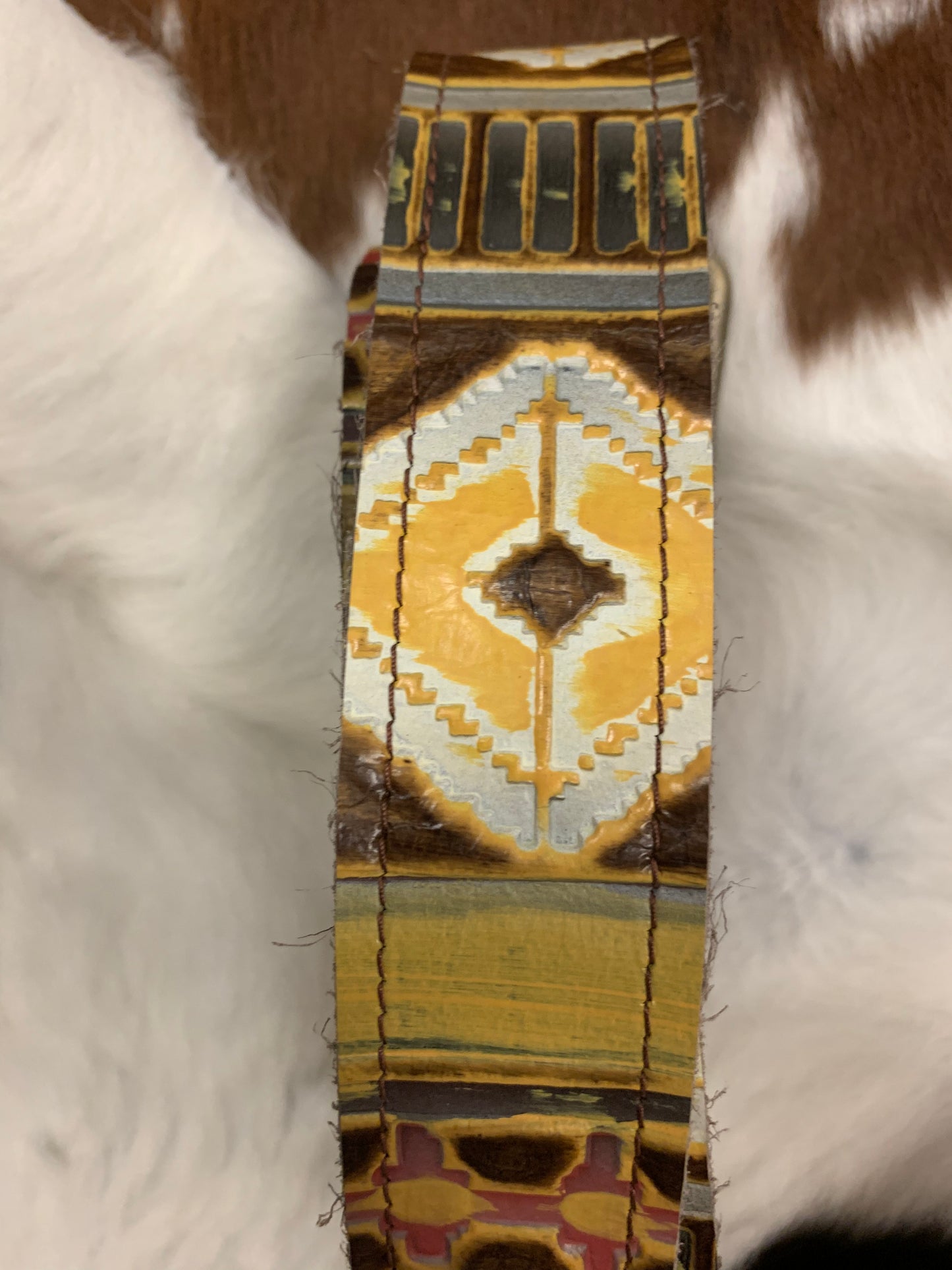 Yellow Navajo Genuine Leather Belt