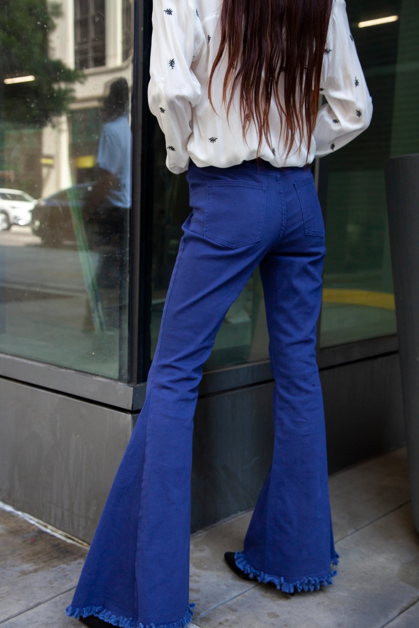 Blue High Rise Flare Jeans