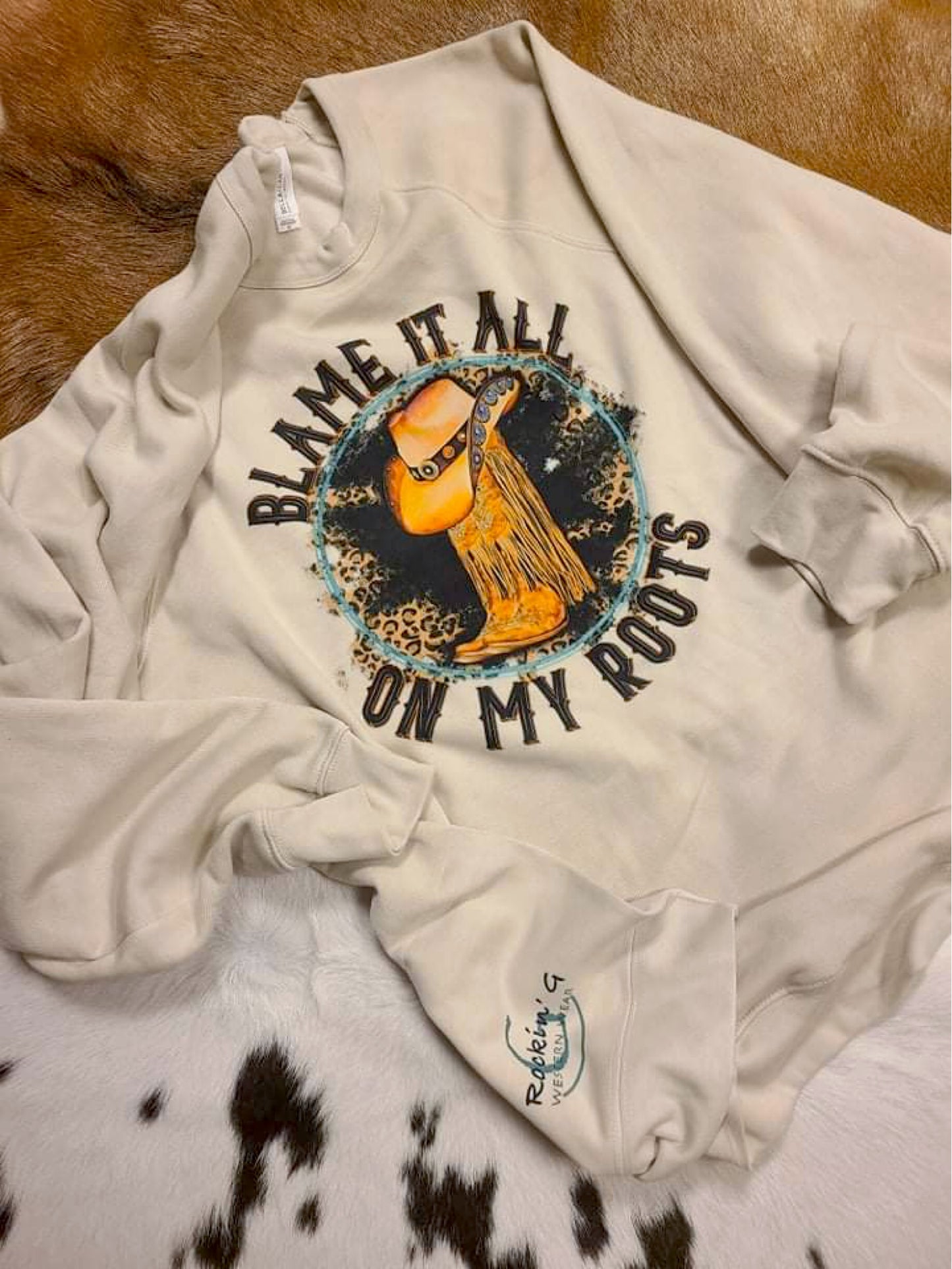 Blame It All On My Roots Tan Sweatshirt