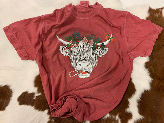 Candy Cane Cow Tee